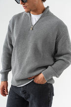 Men’s Half-Zip Ribbed Knit Sweater