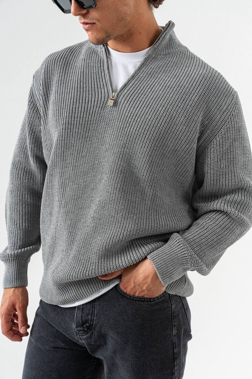Men’s Half-Zip Ribbed Knit Sweater