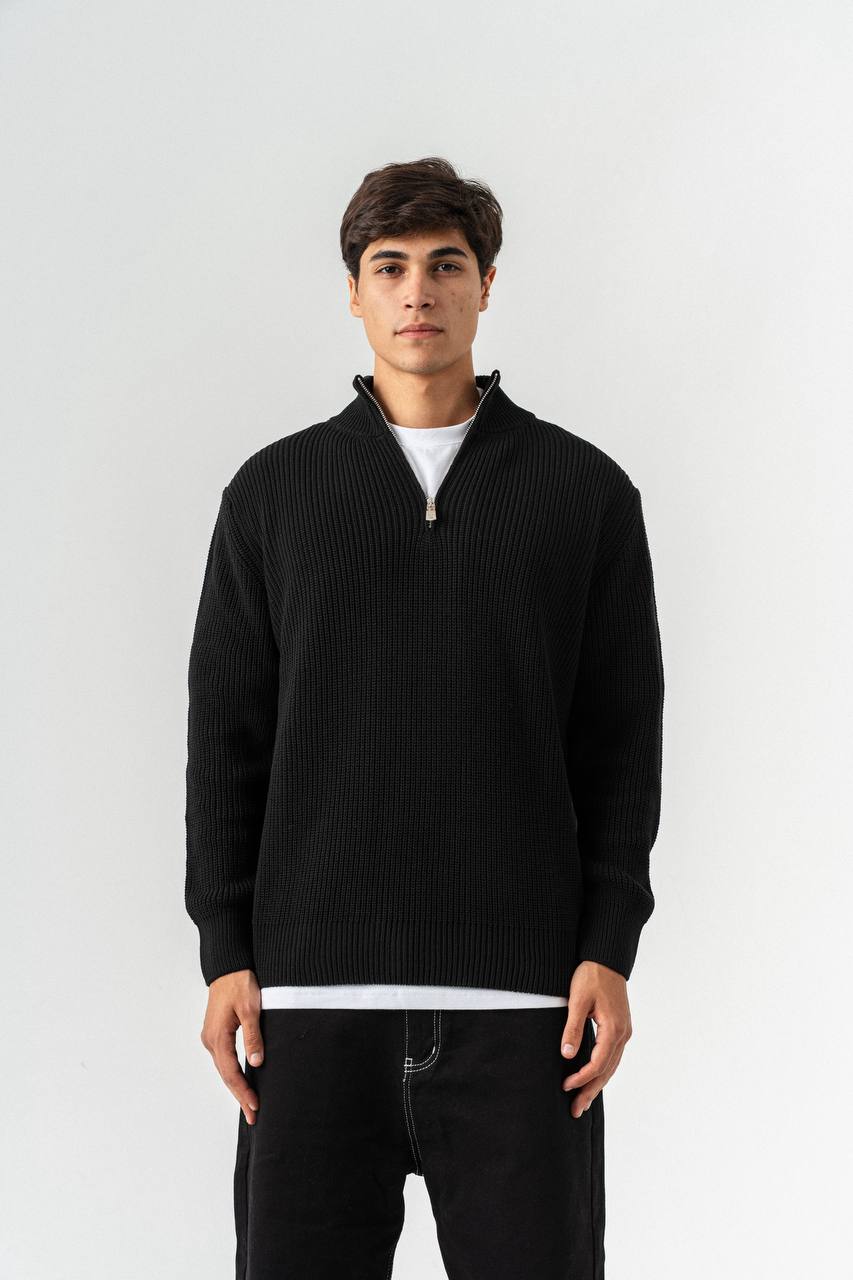 Men’s Half-Zip Ribbed Knit Sweater