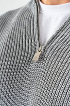Men’s Half-Zip Ribbed Knit Sweater