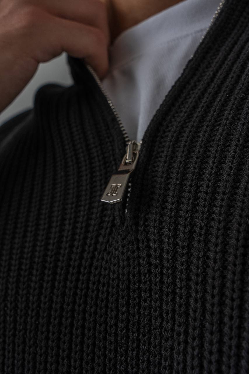 Men’s Half-Zip Ribbed Knit Sweater