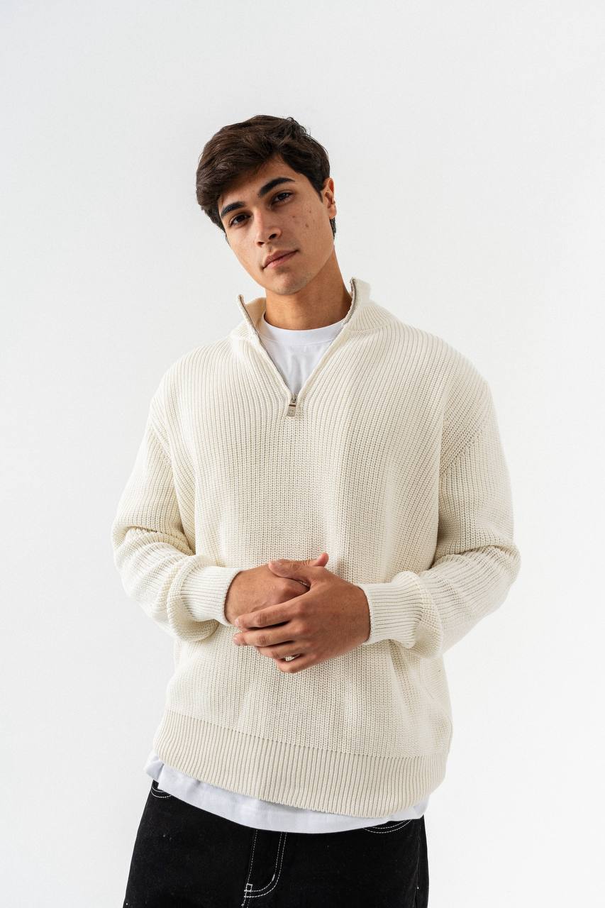 Men’s Half-Zip Ribbed Knit Sweater