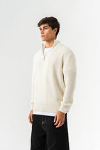 Men’s Half-Zip Ribbed Knit Sweater