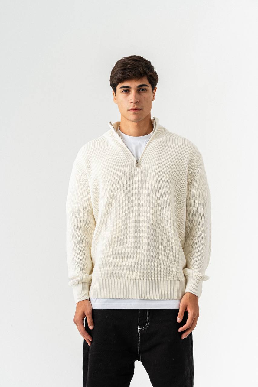 Men’s Half-Zip Ribbed Knit Sweater