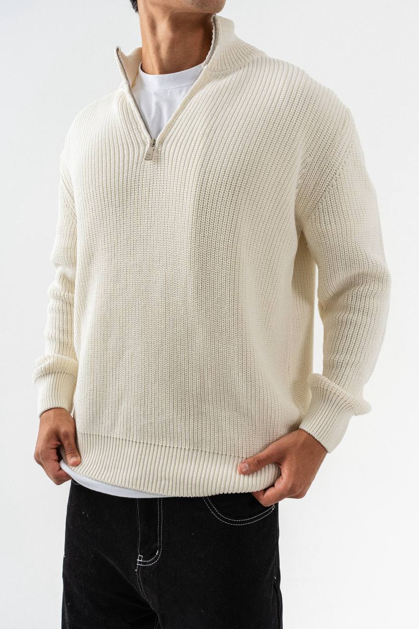 Men’s Half-Zip Ribbed Knit Sweater