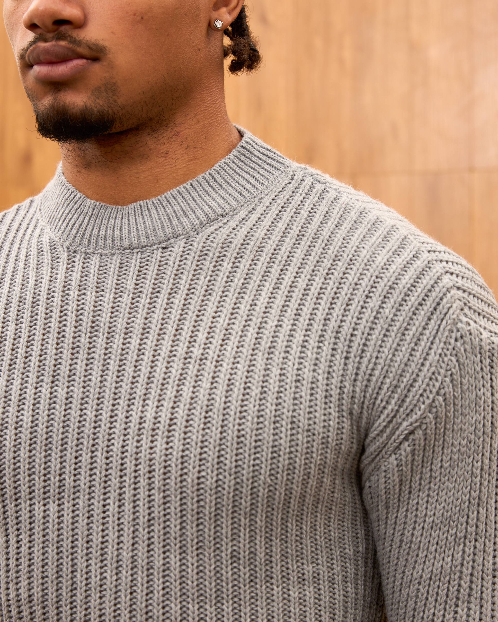 Men's Mock Neck Ribbed Knit Sweater - Tailored Fit Minimalist Luxury Pullover