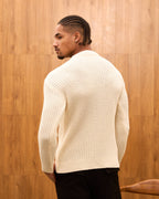 Men's Mock Neck Ribbed Knit Sweater - Tailored Fit Minimalist Luxury Pullover
