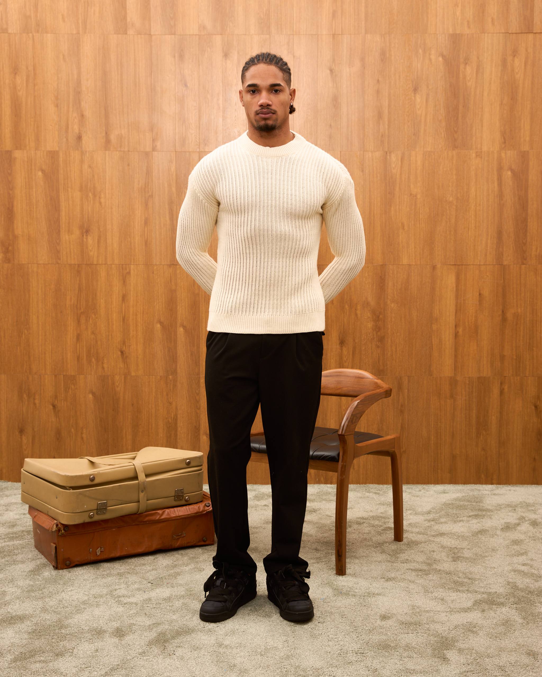 Men's Mock Neck Ribbed Knit Sweater - Tailored Fit Minimalist Luxury Pullover