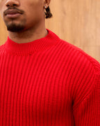 Men's Mock Neck Ribbed Knit Sweater - Tailored Fit Minimalist Luxury Pullover