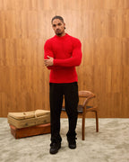 Men's Mock Neck Ribbed Knit Sweater - Tailored Fit Minimalist Luxury Pullover