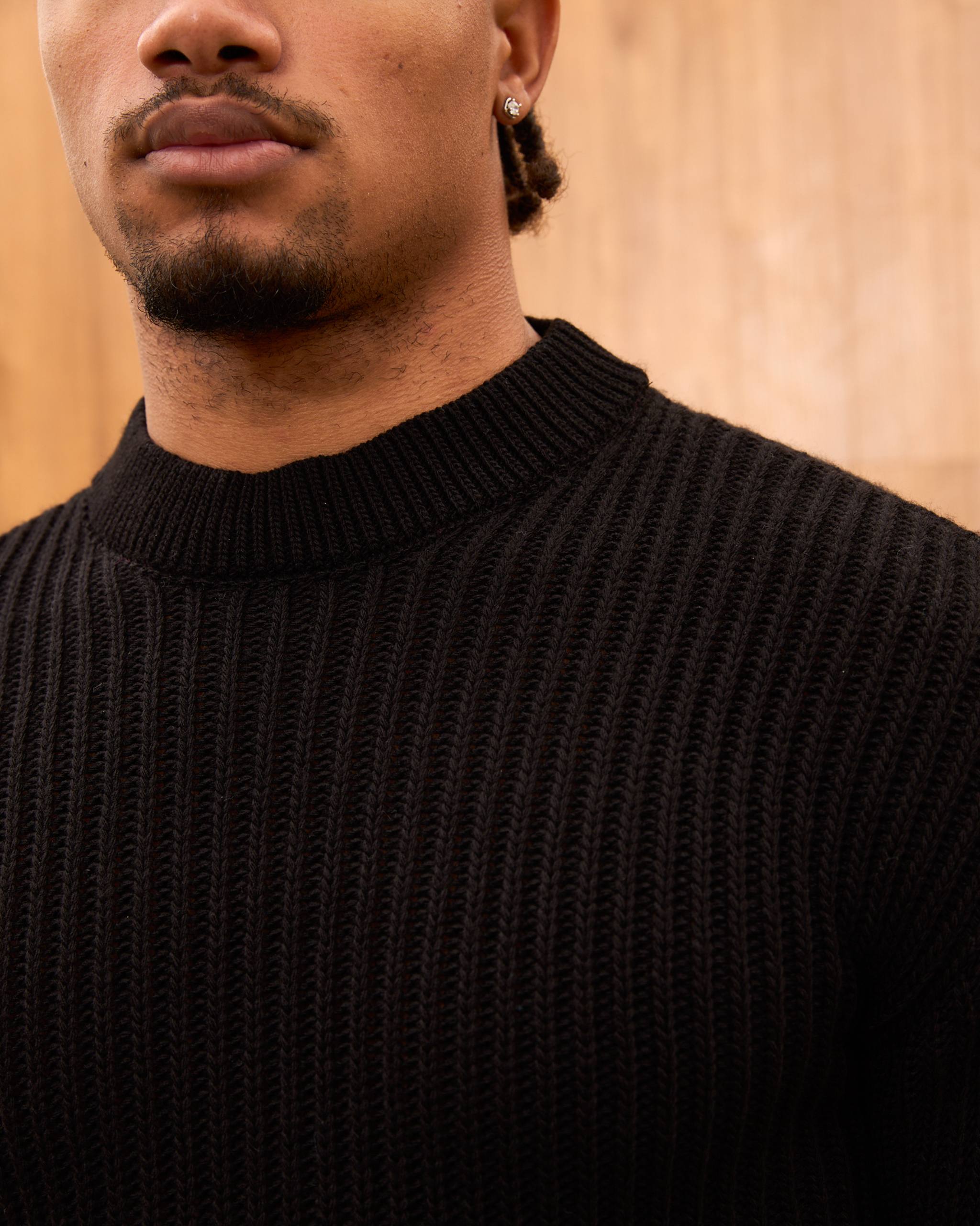 Men's Mock Neck Ribbed Knit Sweater - Tailored Fit Minimalist Luxury Pullover