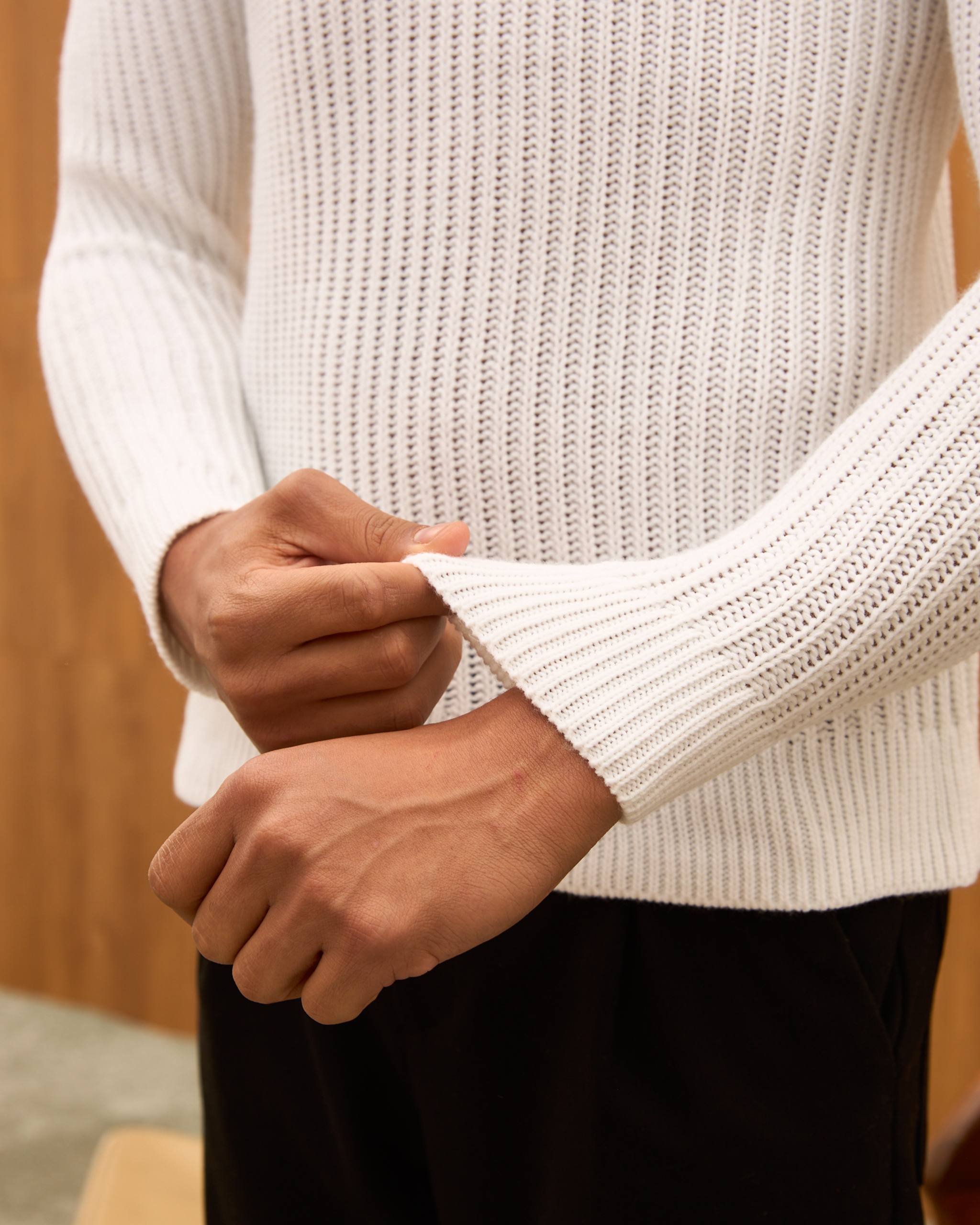 Men's Mock Neck Ribbed Knit Sweater - Tailored Fit Minimalist Luxury Pullover