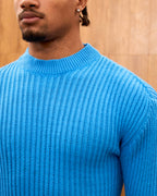 Men's Mock Neck Ribbed Knit Sweater - Tailored Fit Minimalist Luxury Pullover