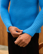 Men's Mock Neck Ribbed Knit Sweater - Tailored Fit Minimalist Luxury Pullover
