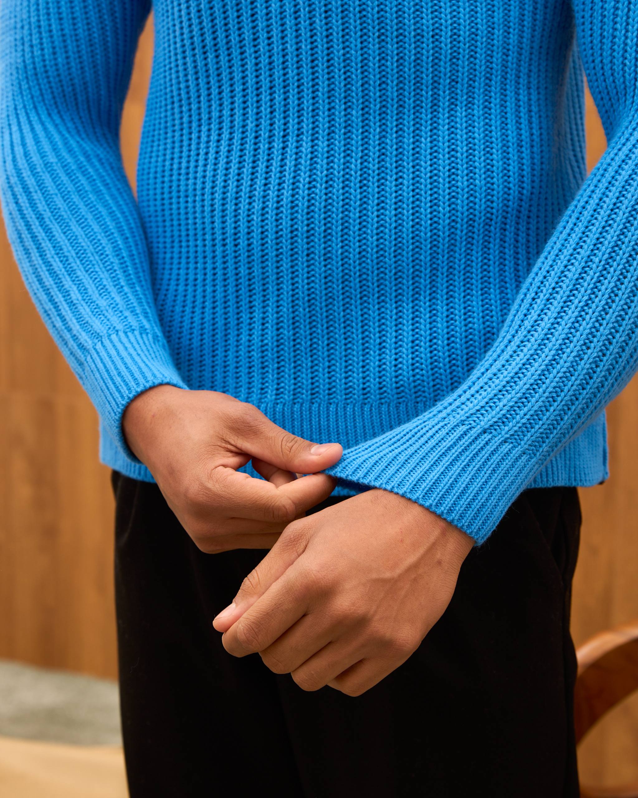 Men's Mock Neck Ribbed Knit Sweater - Tailored Fit Minimalist Luxury Pullover