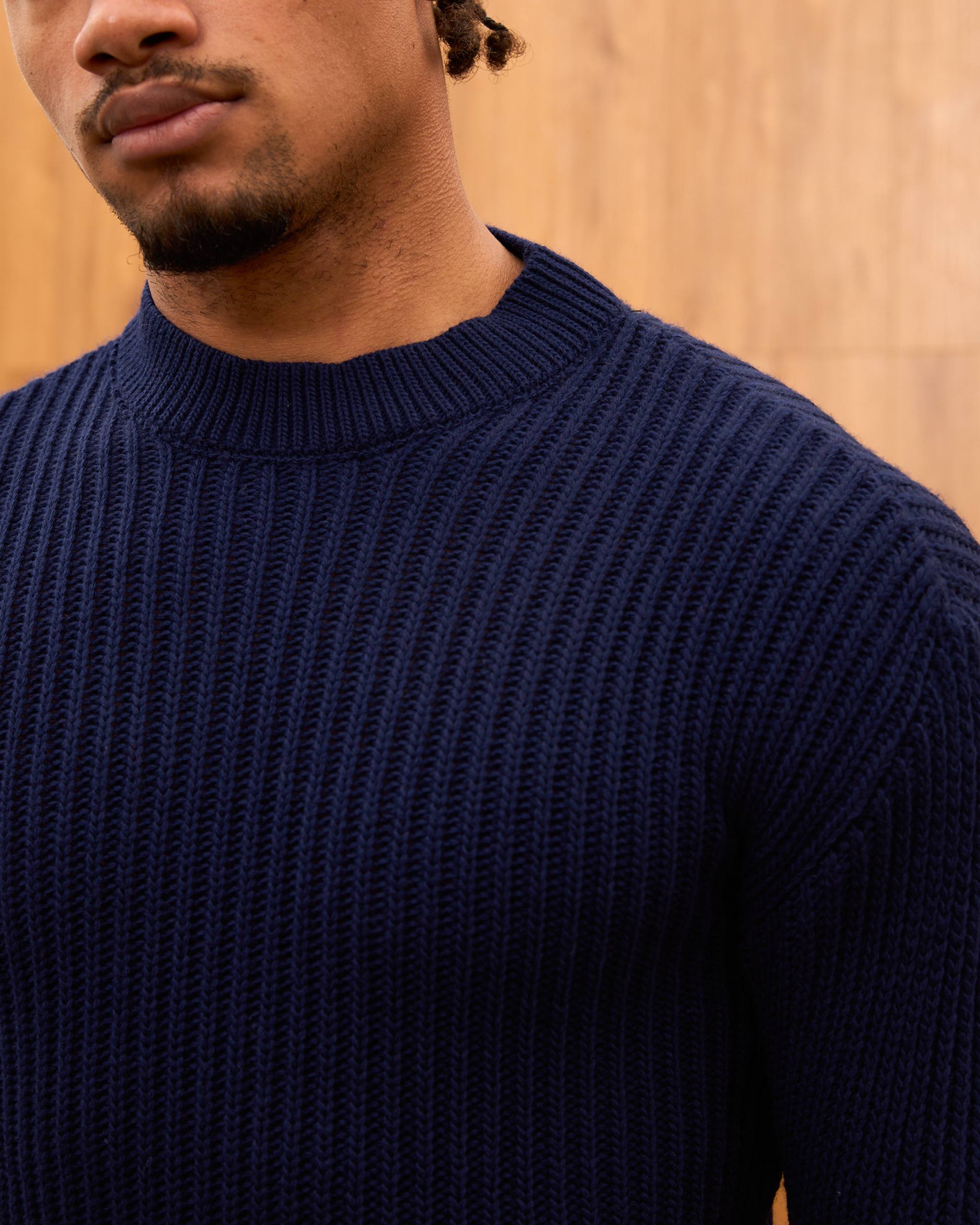 Men's Mock Neck Ribbed Knit Sweater - Tailored Fit Minimalist Luxury Pullover