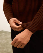 Men's Mock Neck Ribbed Knit Sweater - Tailored Fit Minimalist Luxury Pullover