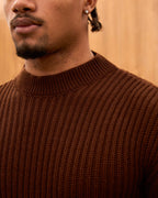 Men's Mock Neck Ribbed Knit Sweater - Tailored Fit Minimalist Luxury Pullover