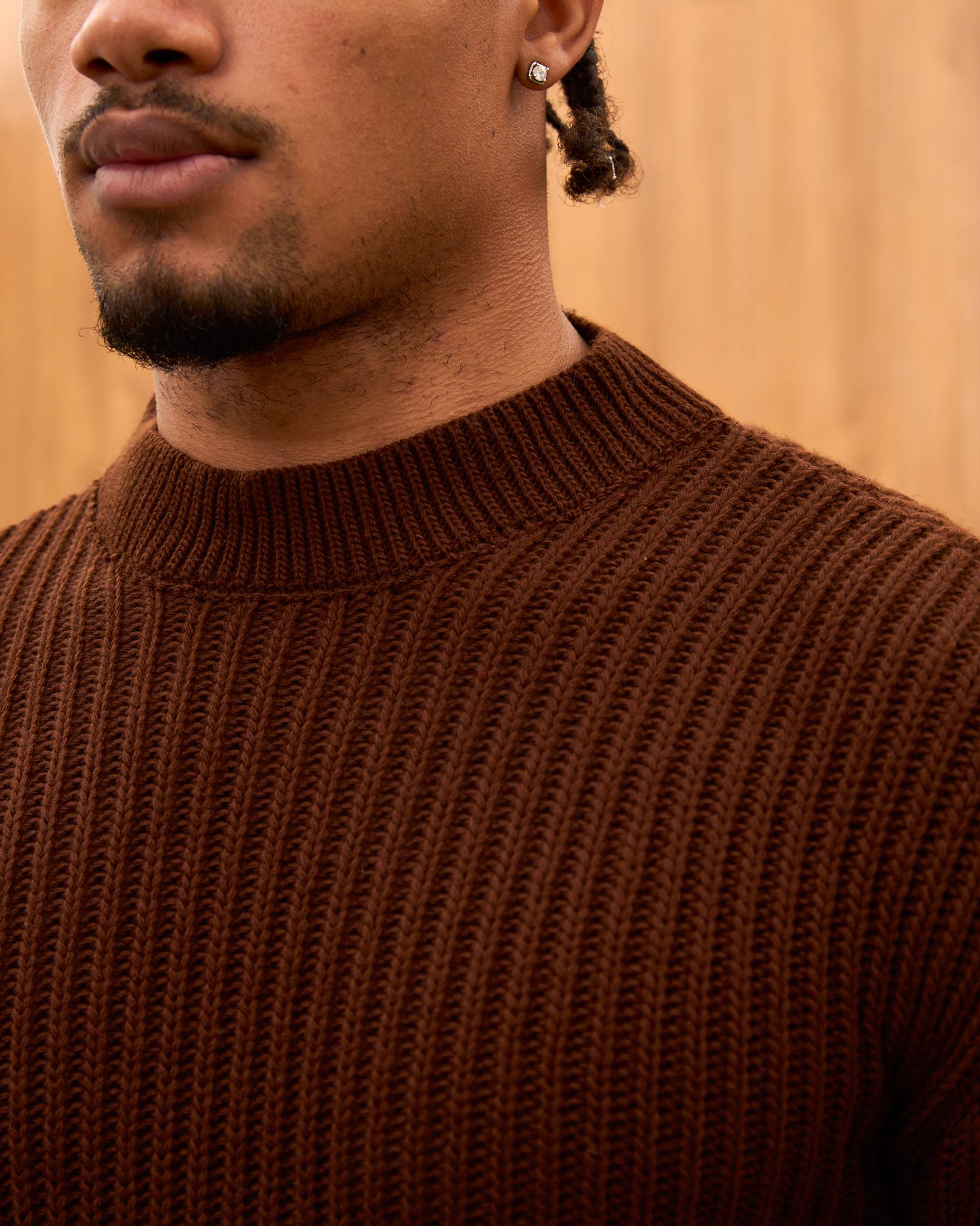 Men's Mock Neck Ribbed Knit Sweater - Tailored Fit Minimalist Luxury Pullover