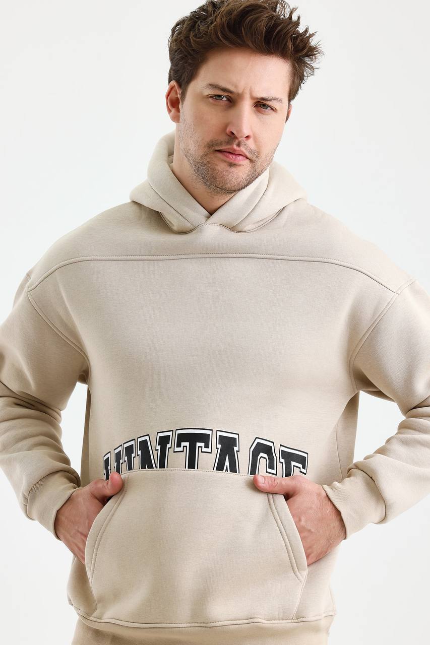 Men's Oversized Vintage Hooded Sweatshirt - Comfortable and Stylish Hoodie