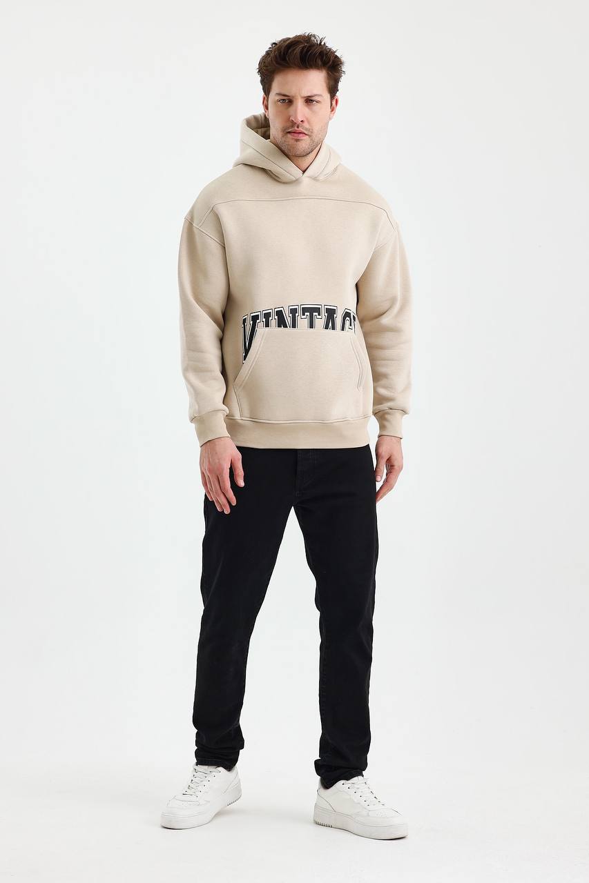 Men's Oversized Vintage Hooded Sweatshirt - Comfortable and Stylish Hoodie