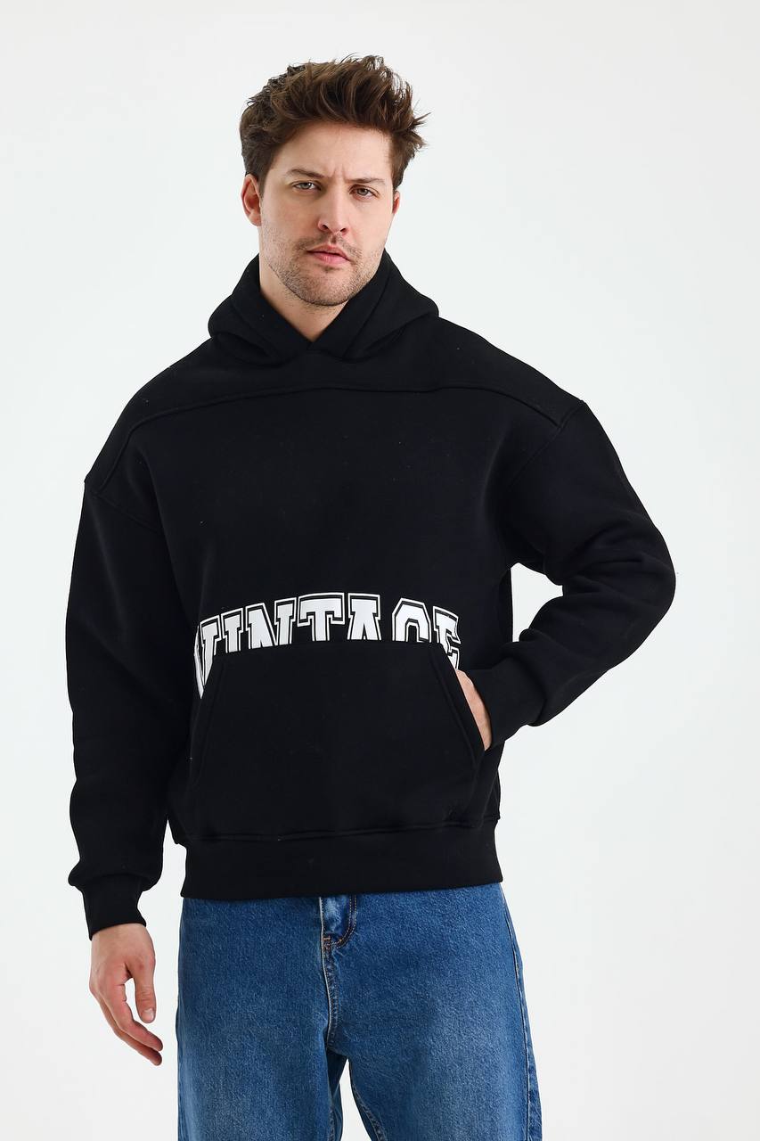 Men's Oversized Vintage Hooded Sweatshirt - Comfortable and Stylish Hoodie
