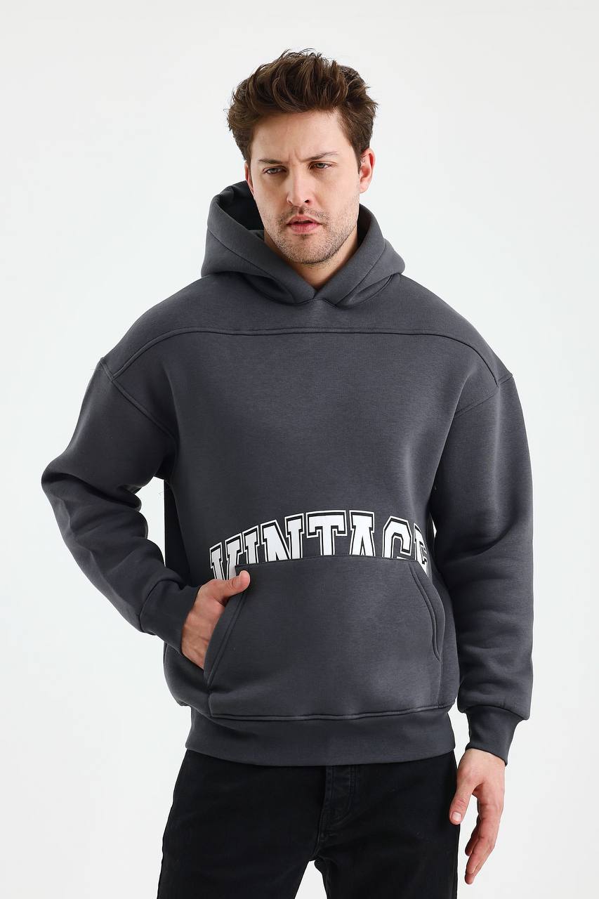 Men's Oversized Vintage Hooded Sweatshirt - Comfortable and Stylish Hoodie