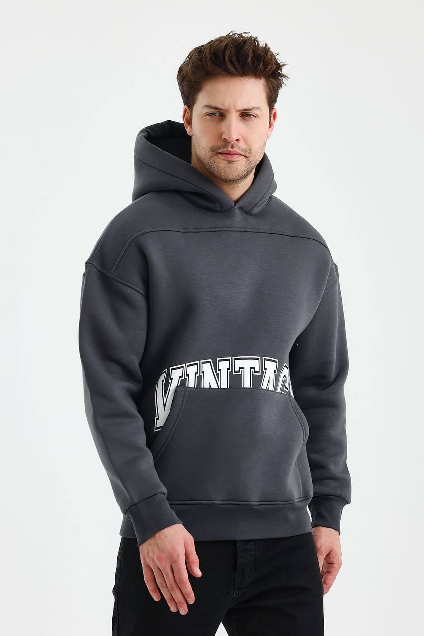 Men's Oversized Vintage Hooded Sweatshirt - Comfortable and Stylish Hoodie