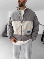 Men's Oversized Zip-Up Sweatshirt Two-Tone