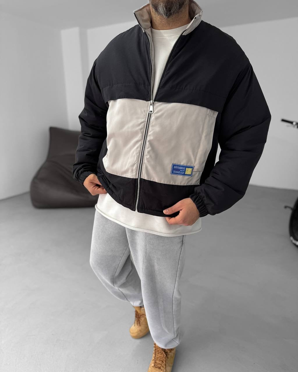 Men's Oversized Zip-Up Sweatshirt Two-Tone