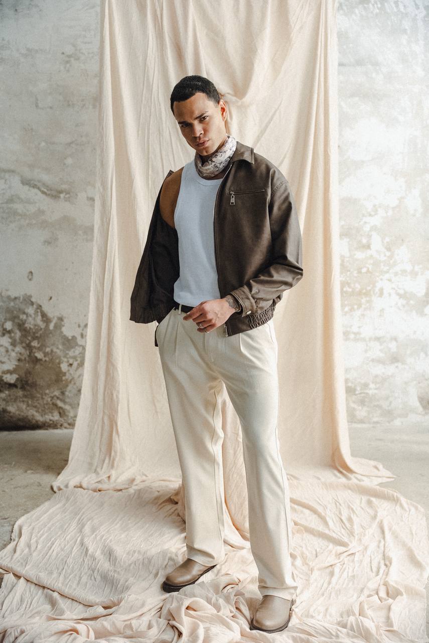 Men's Faux Leather Bomber Jacket – Chocolate Brown