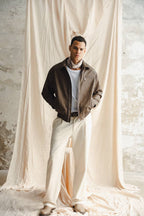 Men's Faux Leather Bomber Jacket – Chocolate Brown