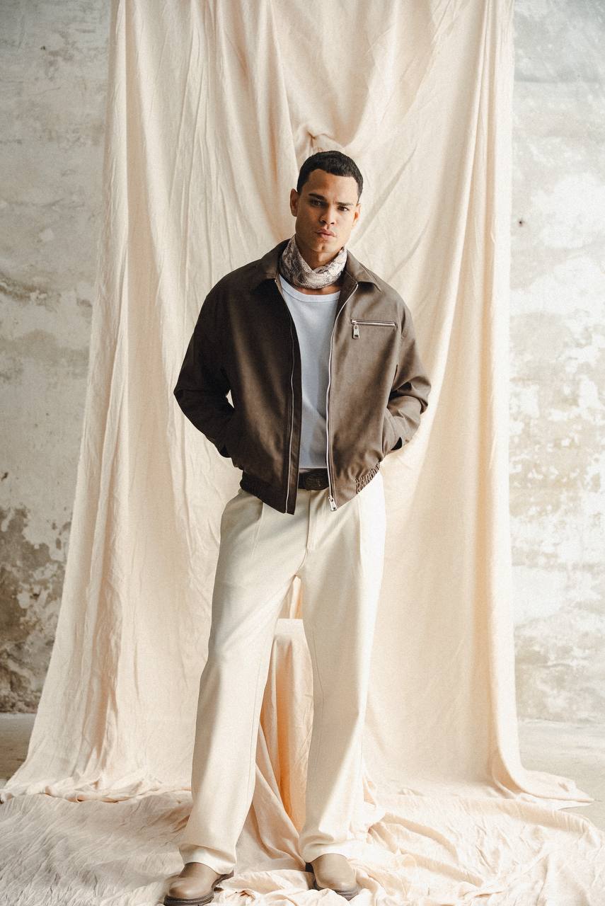 Men's Faux Leather Bomber Jacket – Chocolate Brown