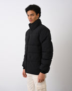 Men's Premium Puffer Jacket with High Collar and Utility Pockets