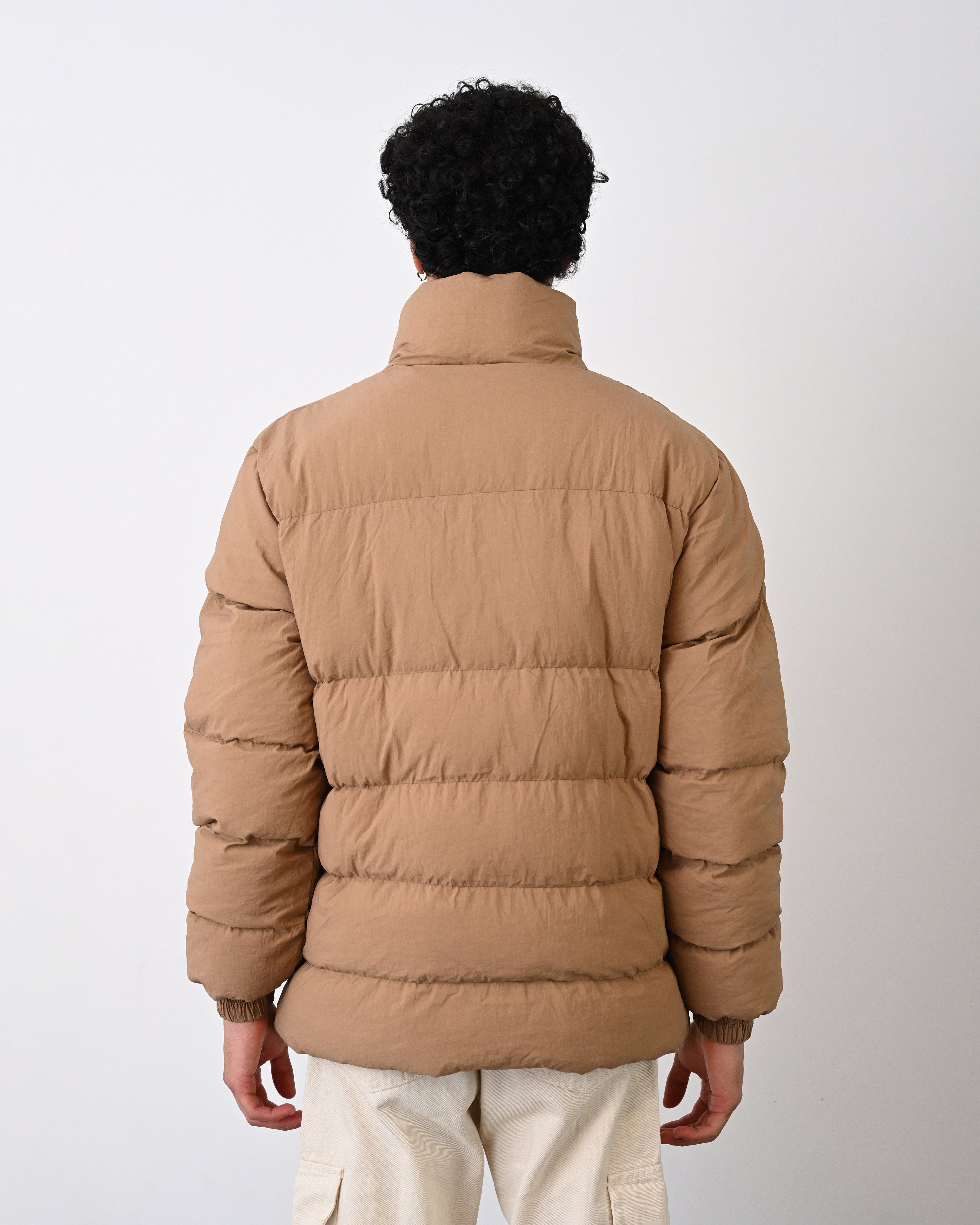 Men's Premium Puffer Jacket with High Collar and Utility Pockets