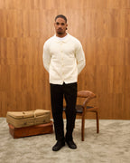 Men's Ribbed Knit Cardigan - Cuban Collar Button-Down Luxury Layering Shirt