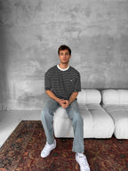 Men's Striped Cotton T-Shirt / Classic Black White Stripe Tee