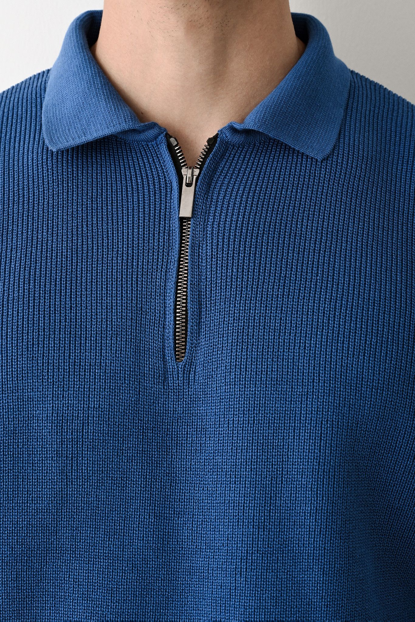 Collared Zip-Up Knit Sweater