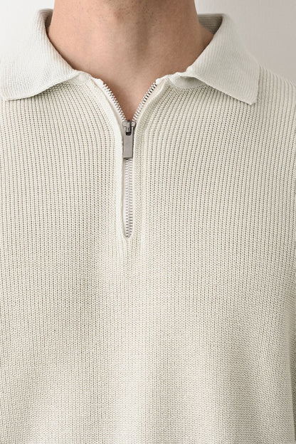 Collared Zip-Up Knit Sweater