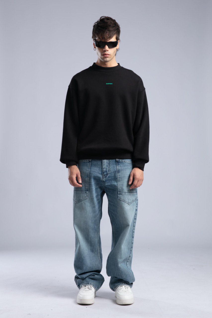 Minimalist Oversized Crewneck Sweatshirt - CATCH Logo Pullover