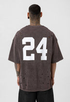 Nahmias Black 24 Blur Boxy Tee - Designer Vintage Style T-Shirt - Streetwear Graphic Top