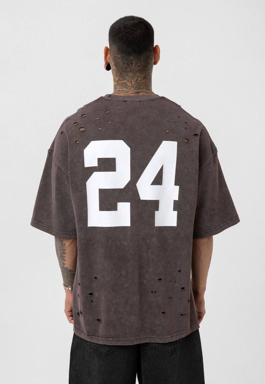 Nahmias Black 24 Blur Boxy Tee - Designer Vintage Style T-Shirt - Streetwear Graphic Top