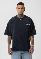 Nahmias Black 24 Blur Boxy Tee - Designer Vintage Style T-Shirt - Streetwear Graphic Top