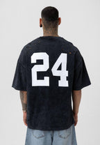 Nahmias Black 24 Blur Boxy Tee - Designer Vintage Style T-Shirt - Streetwear Graphic Top