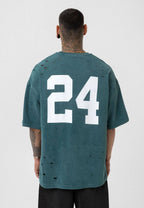 Nahmias Black 24 Blur Boxy Tee - Designer Vintage Style T-Shirt - Streetwear Graphic Top