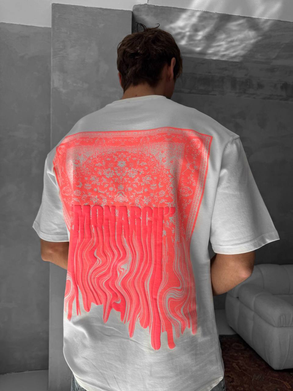 Neon Drip Cotton T-Shirt / Back Print Streetwear Tee
