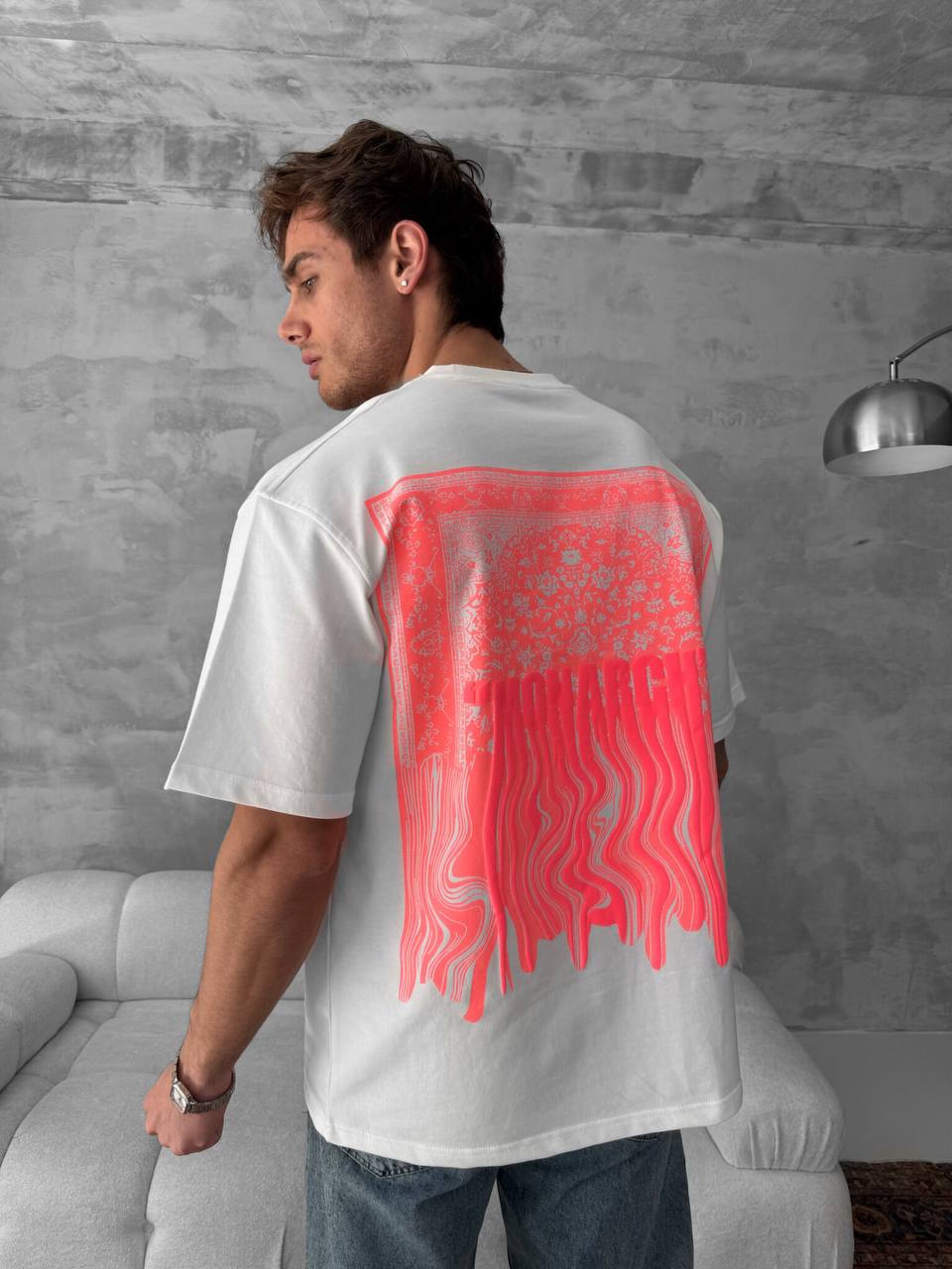 Neon Drip Cotton T-Shirt / Back Print Streetwear Tee