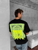 Neon Drip Cotton T-Shirt / Back Print Streetwear Tee