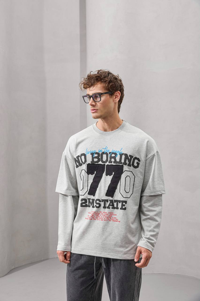 No Boring 77 Varsity Graphic Tee