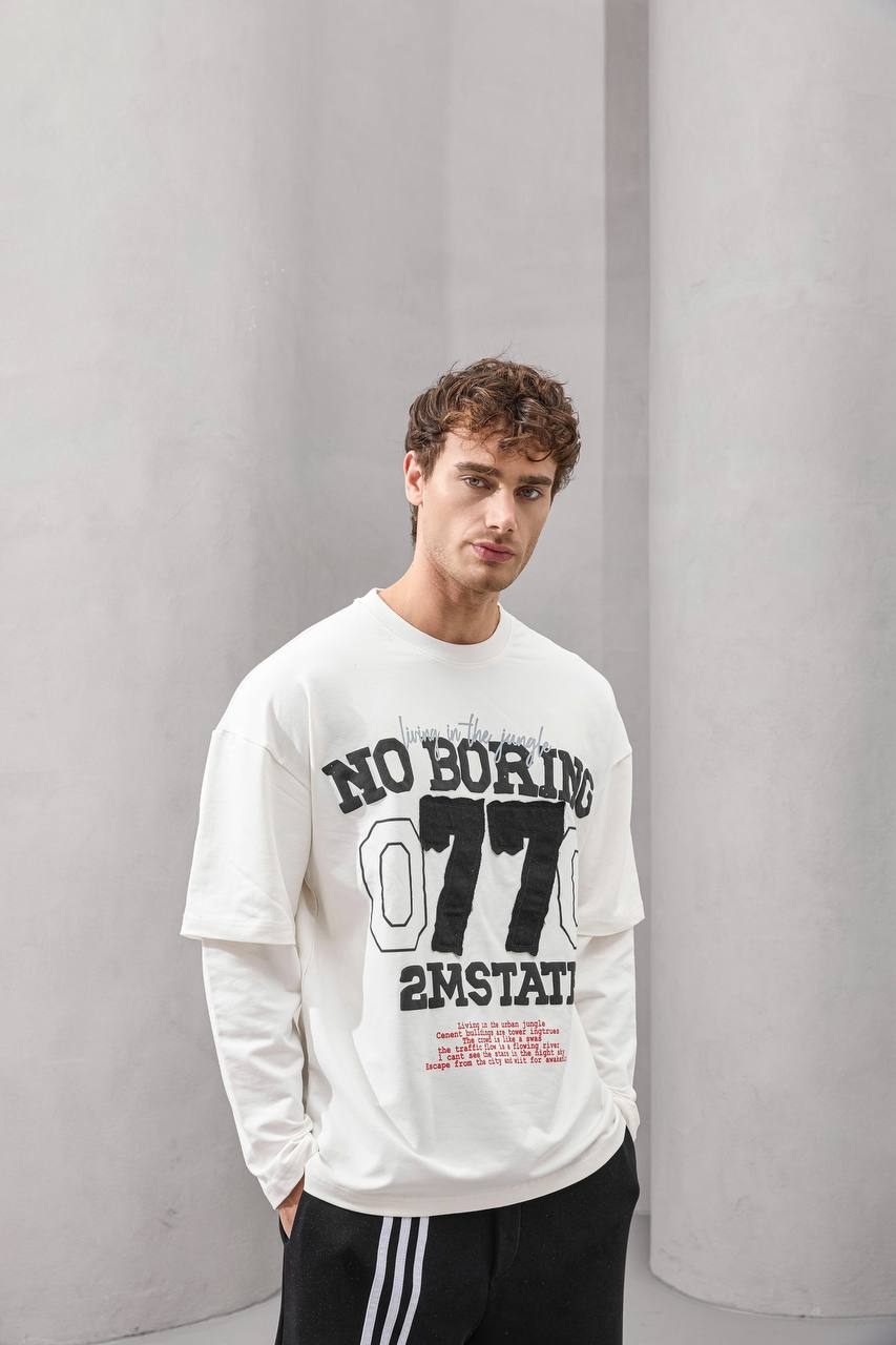 No Boring 77 Varsity Graphic Tee